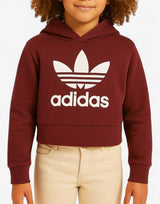 ADIDAS Adicolor Cropped Hoodie Burgundy Бордо 146 | MegaMall.bg
