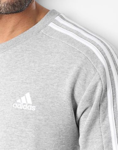 ADIDAS Essentials French Terry 3-Stripes Sweatshirt Grey | MegaMall.bg