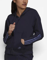 ADIDAS Essentials Loose Cut 3-Stripes Full-Zip Hoodie Navy Син XS | MegaMall.bg