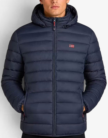 GEOGRAPHICAL NORWAY Amigo Puffer Hoodie Jacket Navy