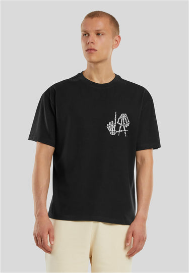 Merchcode Deathrow L.A. Skull Hands Heavy Oversize Tee Тениски черно