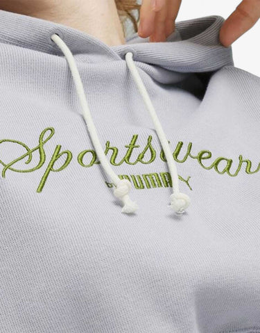 PUMA Classics Relaxed Cropped Hoodie Grey | MegaMall.bg