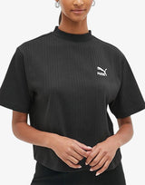 PUMA Classics Ribbed Relaxed Mock Neck Tee Black Черен XS | MegaMall.bg
