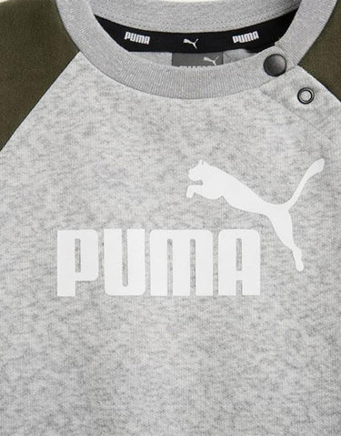 PUMA Essentials Minicats Raglan Tracksuit Grey/Green