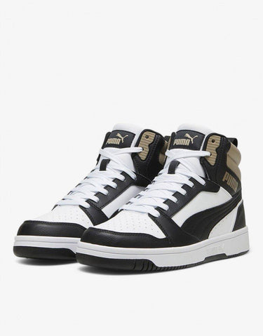 PUMA Rebound V6 Mid Shoes White/Black | MegaMall.bg