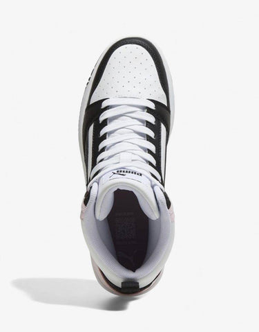 PUMA Rebound V6 Mid Shoes White/Black/Pink | MegaMall.bg