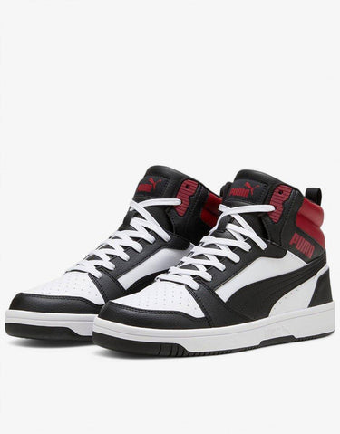 PUMA Rebound V6 Mid Shoes White/Black/Red | MegaMall.bg