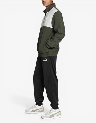 PUMA Woven Colorblock Tracksuit Darrk Olive