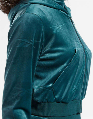 REEBOK Classics Energy Q4 Velour Full-Zip Hoodie Teal | MegaMall.bg