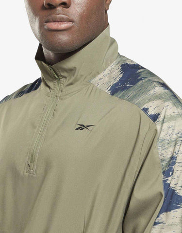 REEBOK Training Camo 1/4 Zip Sweatshirt Green | MegaMall.bg