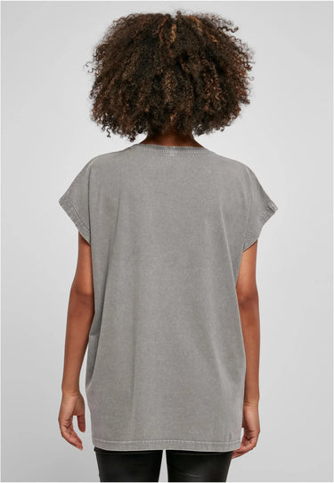Ladies Acid Washed Extended Shoulder Tee
